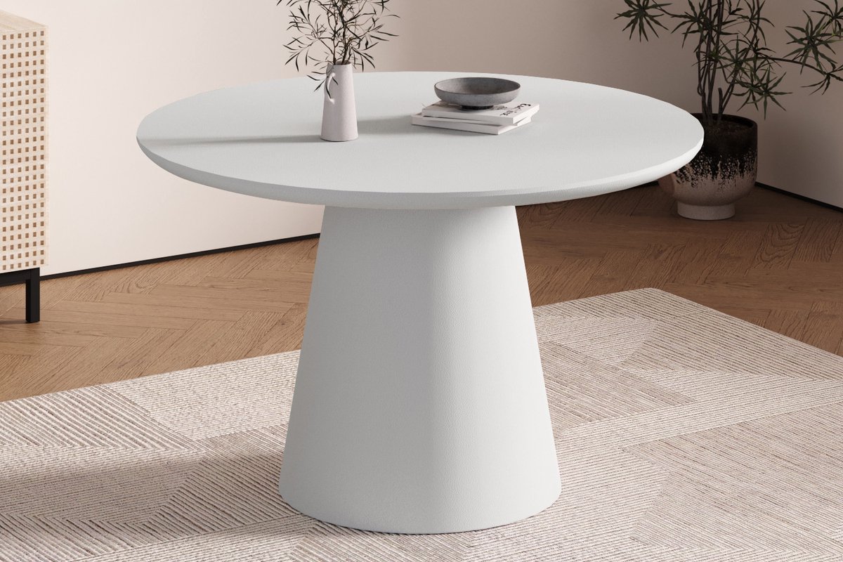 Tafel 'Tavira' 120 cm Rond Cement Ecru - L 120 x B 120cm x H 77cm - Top 4cm