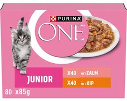 PURINA® ONE® Junior - Kattenvoer Natvoer - Kip & Zalm 80 x 85 gr