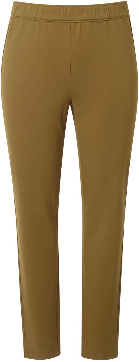 Ulla Popken - Dames - Punto-broek Sienna smalle pijp elastische tailleband - Olijfgroen - Maat 46