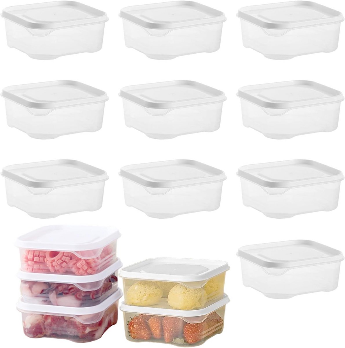 10 Stuks Vershouddozen met Deksel - Vriesdozen voor Koelkast en Magnetron, BPA-vrij, 650 ml