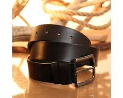 Lynexa - Heren Riem Leer - Premium Buffelleer - Zwart - Metalen Gesp - Inkortbaar - Handgemaakt - Volledig Echt Dik Buffalo Leer - Luxe Broekriem - 4 cm Breed - Cadeau Geschikt - Tijdloos Ontwerp - Ideaal voor Casual - Ideaal voor Zakelijk - Maat 135