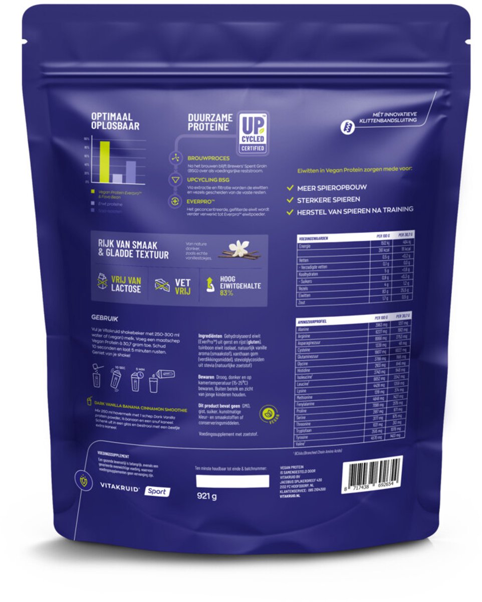 Vitakruid - Vegan Protein EverPro & Fava Bean Soft Vanilla - 2 x 921 gr - Voordeelverpakking