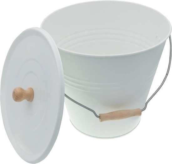 Relaxdays Asemmer Met Deksel – 12 Liter – Metaal – Grijs – Met Handvat – Voor Open Haard, Kachel, Oven & BBQ – Hittebestendig