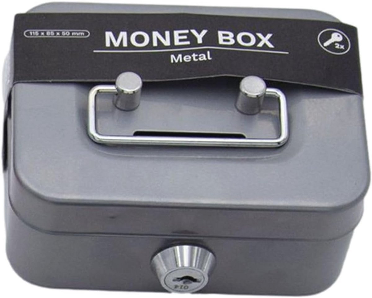 Renopfect Steel Money Cassette Lockable with 2 Keys and Coin Insert, Lockable and Portable, Money Box, Coffee Box, Money Box, Drinking Money Box