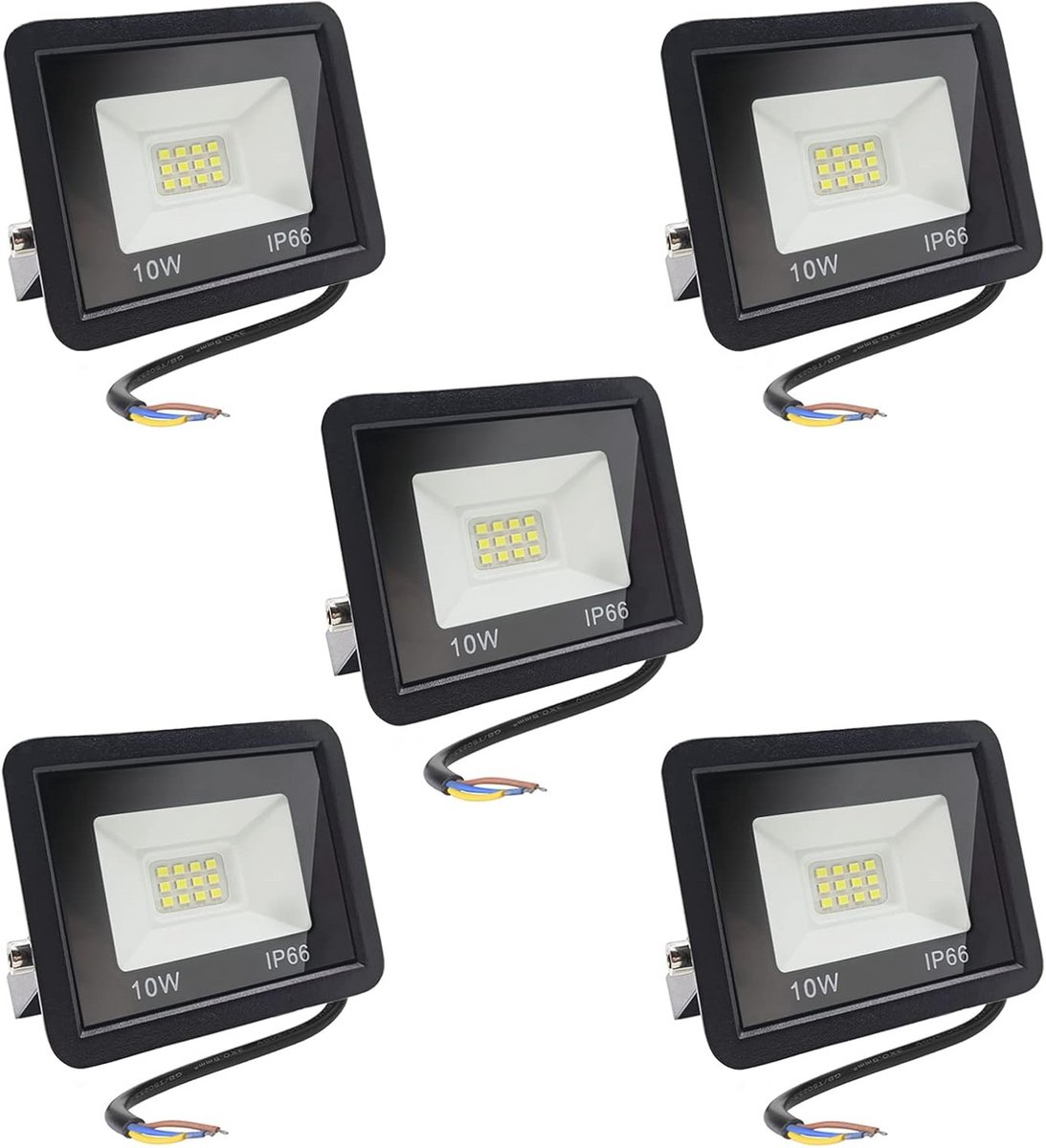 Buiten LED Schijnwerper 10W - Waterdichte Wandlamp voor Tuin en Garage - Set van 5 - Koud Wit