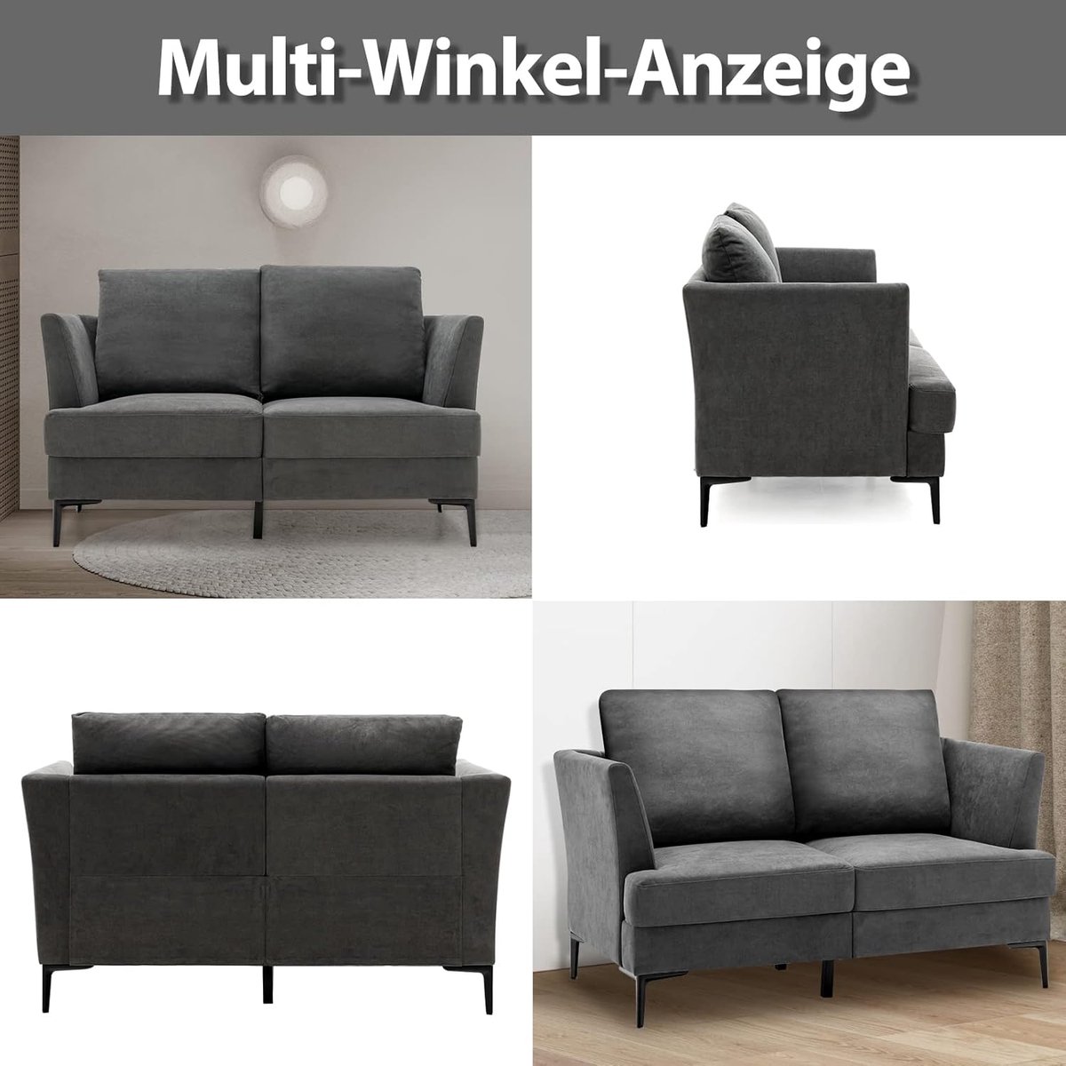 2-Zits Moderne Stoffen Bank – - Grijs - Bank – Grijs – Gestoffeerde - Medahomestore