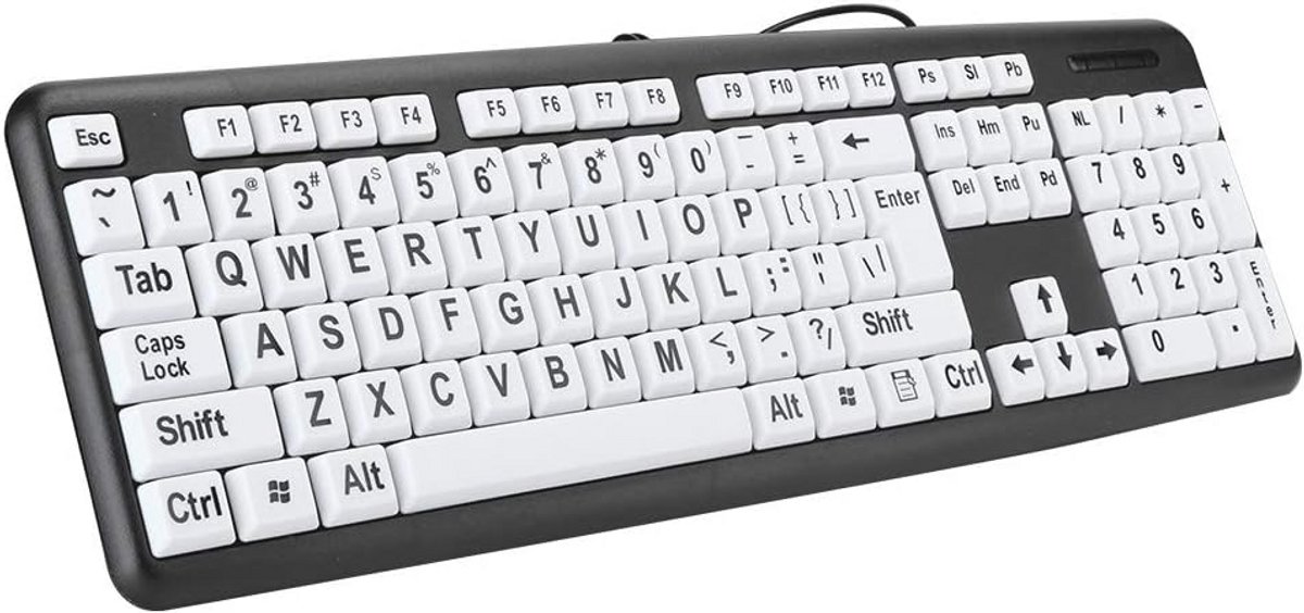 Grootletter toetsenbord voor ouderen - USB bedraad toetsenbord met 104 toetsen