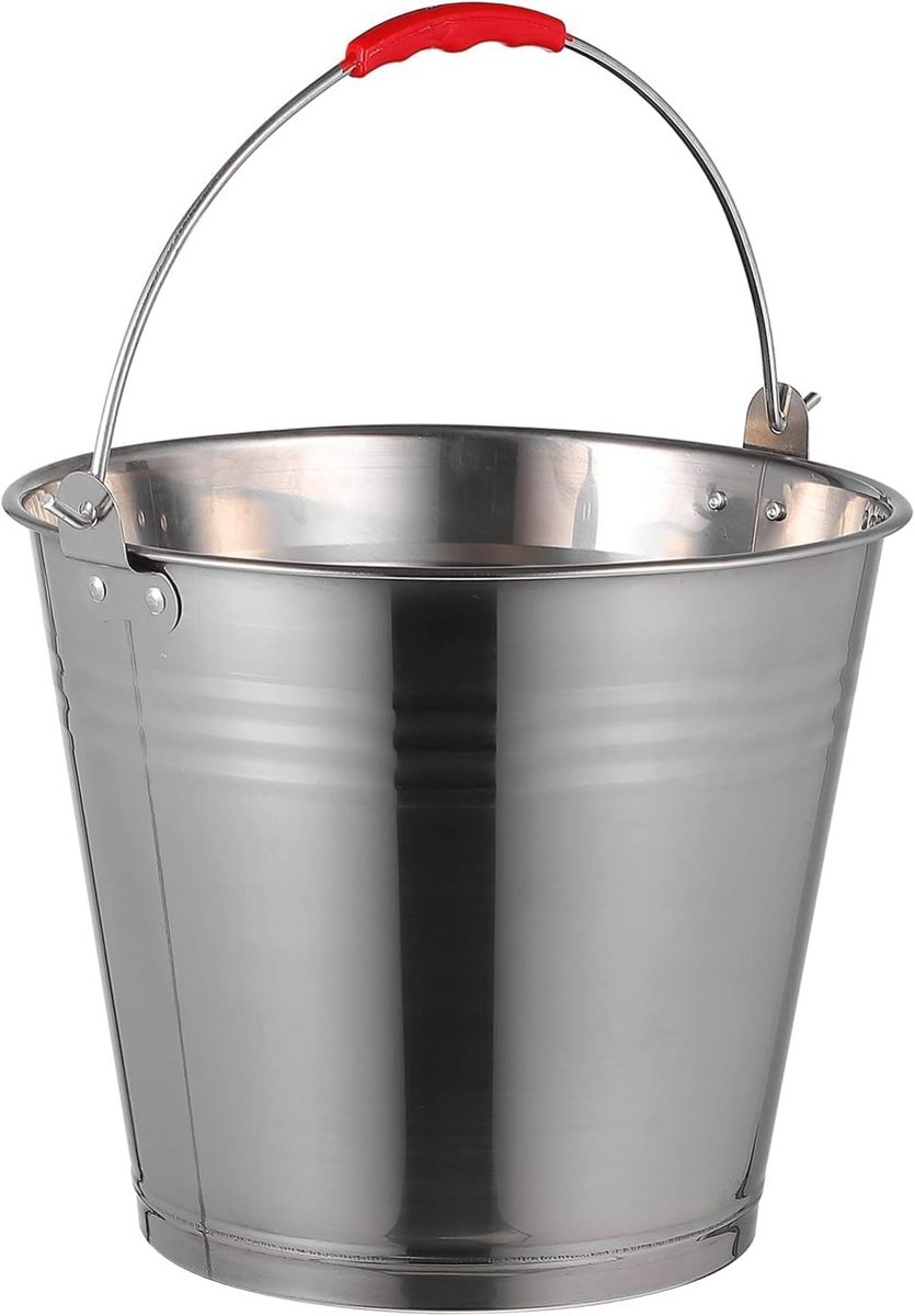 Multifunctionele Metalen Emmer voor Water, Tuin en Meer - 12 Liter - Zilver