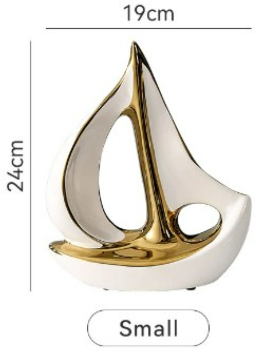 Home Cute Home-Keramische luxe decoraties zeilboot - klein - gouden