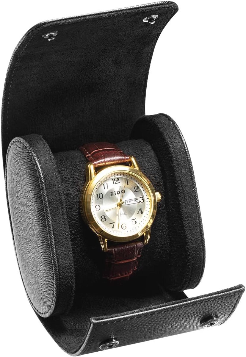 Horloge Doos voor Mannen en Vrouwen met Suede Voering - Reisdoos voor Horloges - Opberg Organizer en Display (Zwart, 1 Slot)