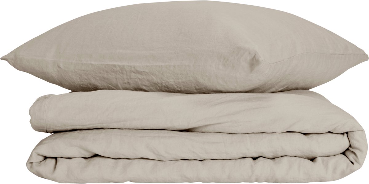 Wocha Linnen Dekbedovertrek Set - 100% Linnen - 200x200/220 - Beige - Premium kwaliteit - Incl. 2 kussenslopen
