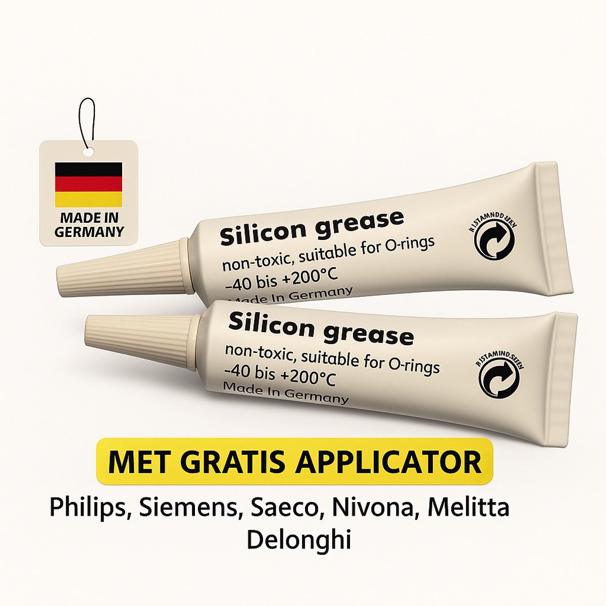 Siliconenvet voor Volautomatische Koffiemachines - 2 Tubes van 6g - GRATIS APPLICATOR- Voedselveilig en Universeel Geschikt
