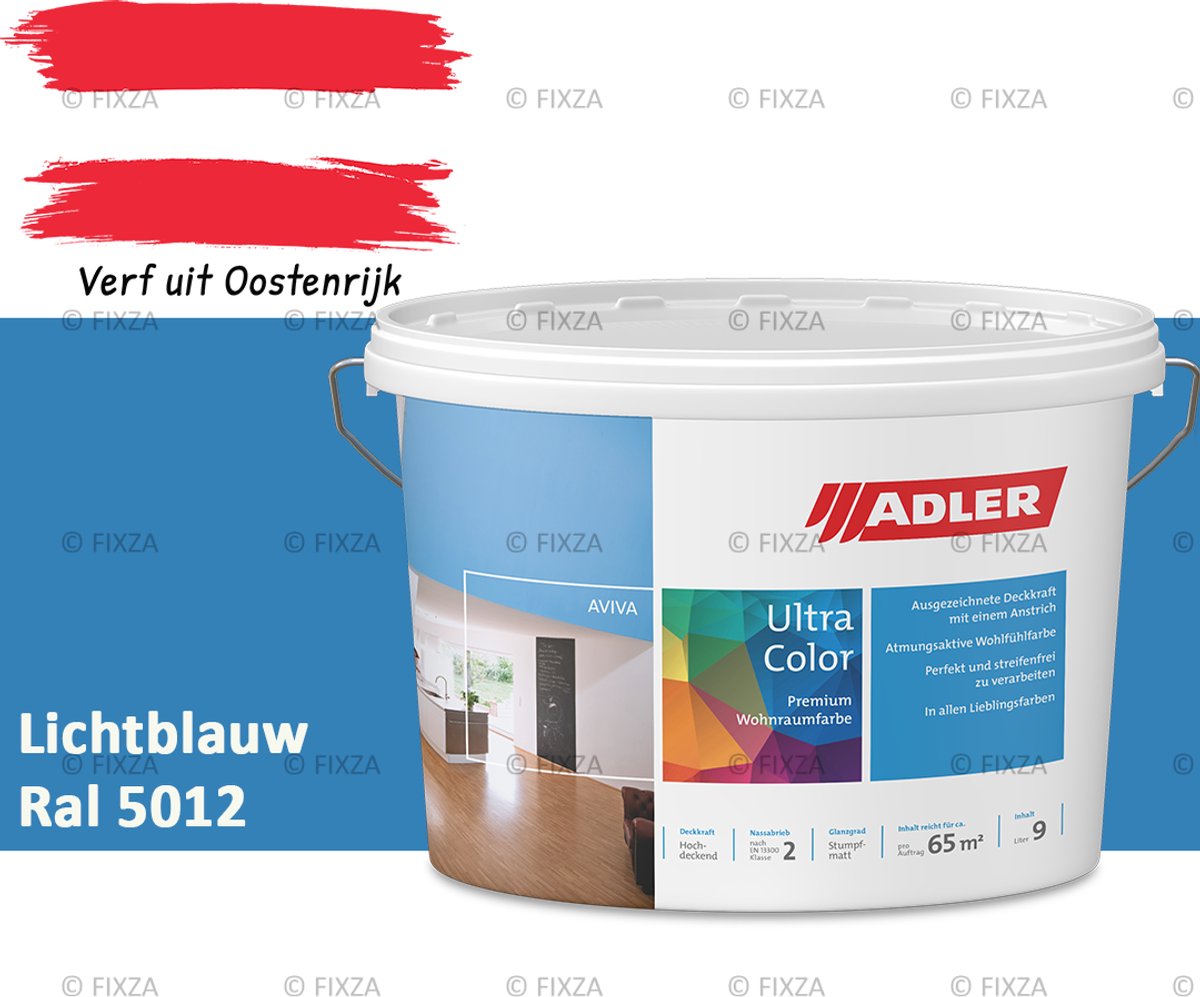 ADLER Aviva Ultra-Color SD Muurverf – Premium Matte Binnenmuurverf met Smart-Dry Technologie – Streeploos & Hoge Dekking – Lichtblauw – 1 Liter