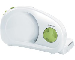 Inklapbare elektrische allessnijder - krachtig en compact - inox lemmet - 170 mm - instelbare snijdikte 0-15 mm - ideaal voor ham worst brood kaas - 100 W - SFS 1000 WH - wit Bread Slicer