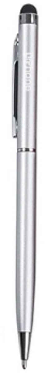 DrPhone SX Pro V3 Universele 2-in-1 Stylus Pen met Balpen – Compatibel met capacitieve Touchscreens met Rubber Tip – Zwarte Inkt - Zilver