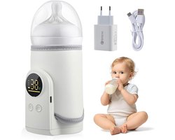 Draagbare fleswarmer voor baby, draadloze USB fleswarmer met LED-display en nachtlamp, snelle verwarming, 8000 mAh, elektrische fleswarmer voor water, moedermelk of zuivelmelk