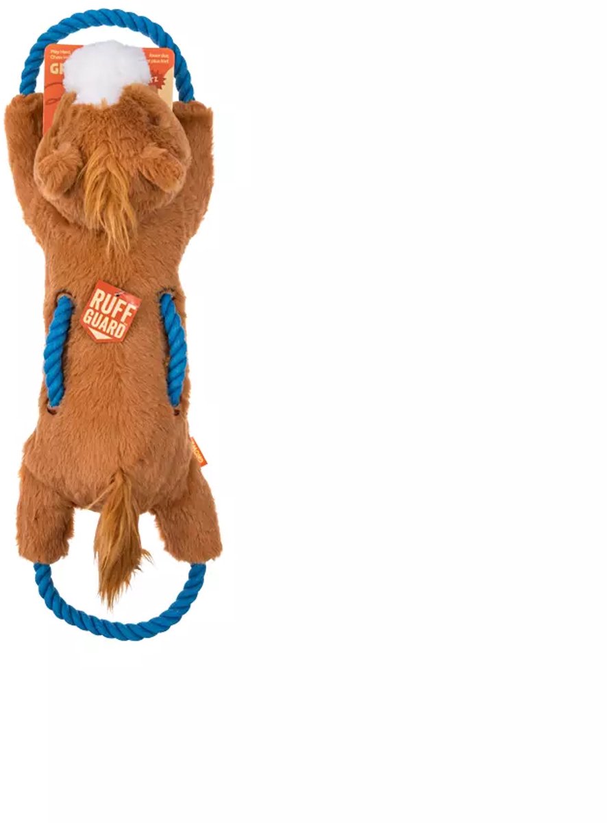 Growl Haystackerz Hondenspeeltje met Pieper - Pluche Hondenspeelgoed - Kauwspeelgoed en Trektouw voor Alle Honden - Hayride het Paard