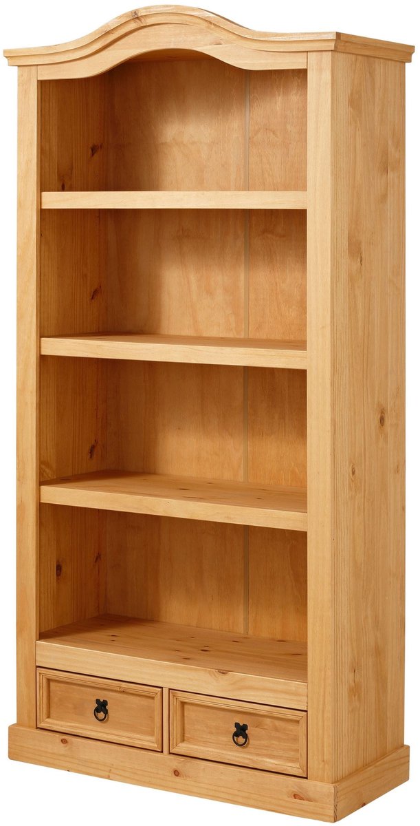 Notio Living Mexico-Boekenkast - 4 Planken 2-laden - Grenen