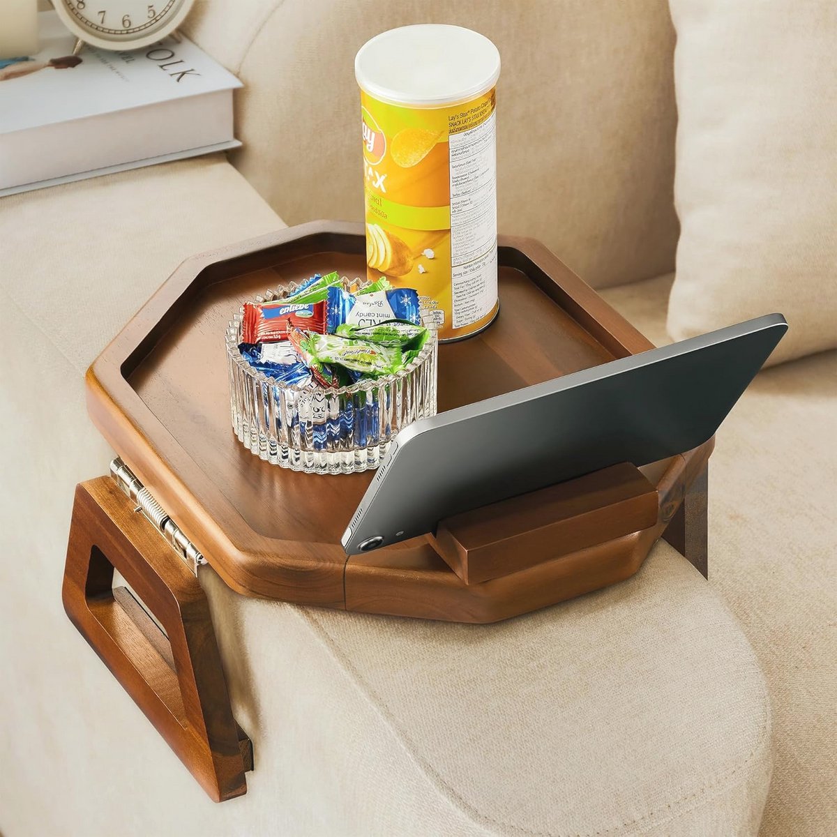 Houten Sofa Armsteun Tray - Rechthoekige Arm Tafel voor Banken - Ideaal voor Eten en Drinken in Kleine Ruimtes
