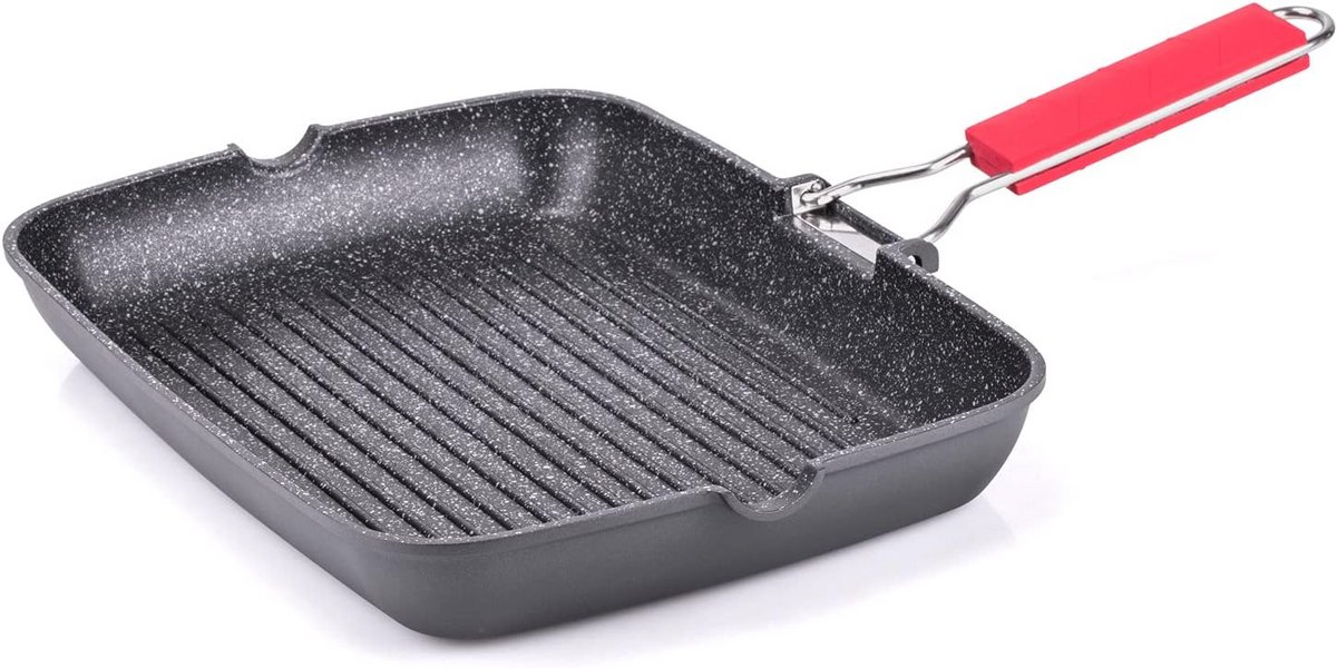 Grillpan 24 x 34 cm met Klapgreep en Inductiebodem