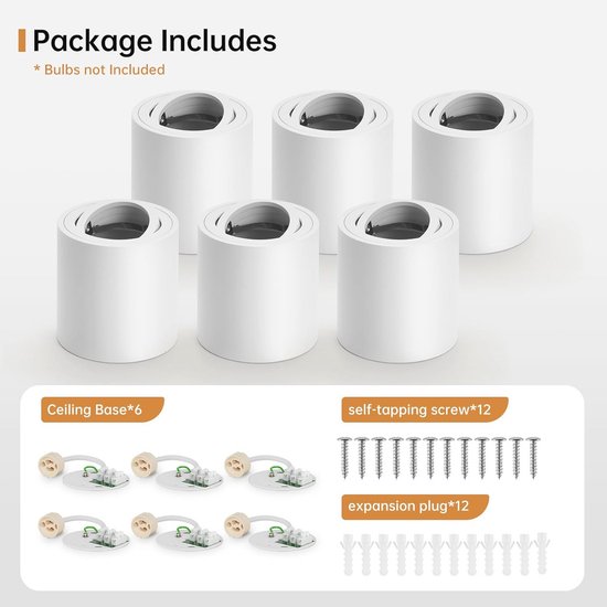 LED Plafondspots Draaibaar - Set van 6 Stuks met GU10-fitting