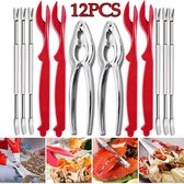 12 Stks Zeevruchten Vorken Picks, Rvs Kreeft Vork Multitool Zeevruchten Gereedschap Moer Vork Voor Thuis Keuken Restaurant