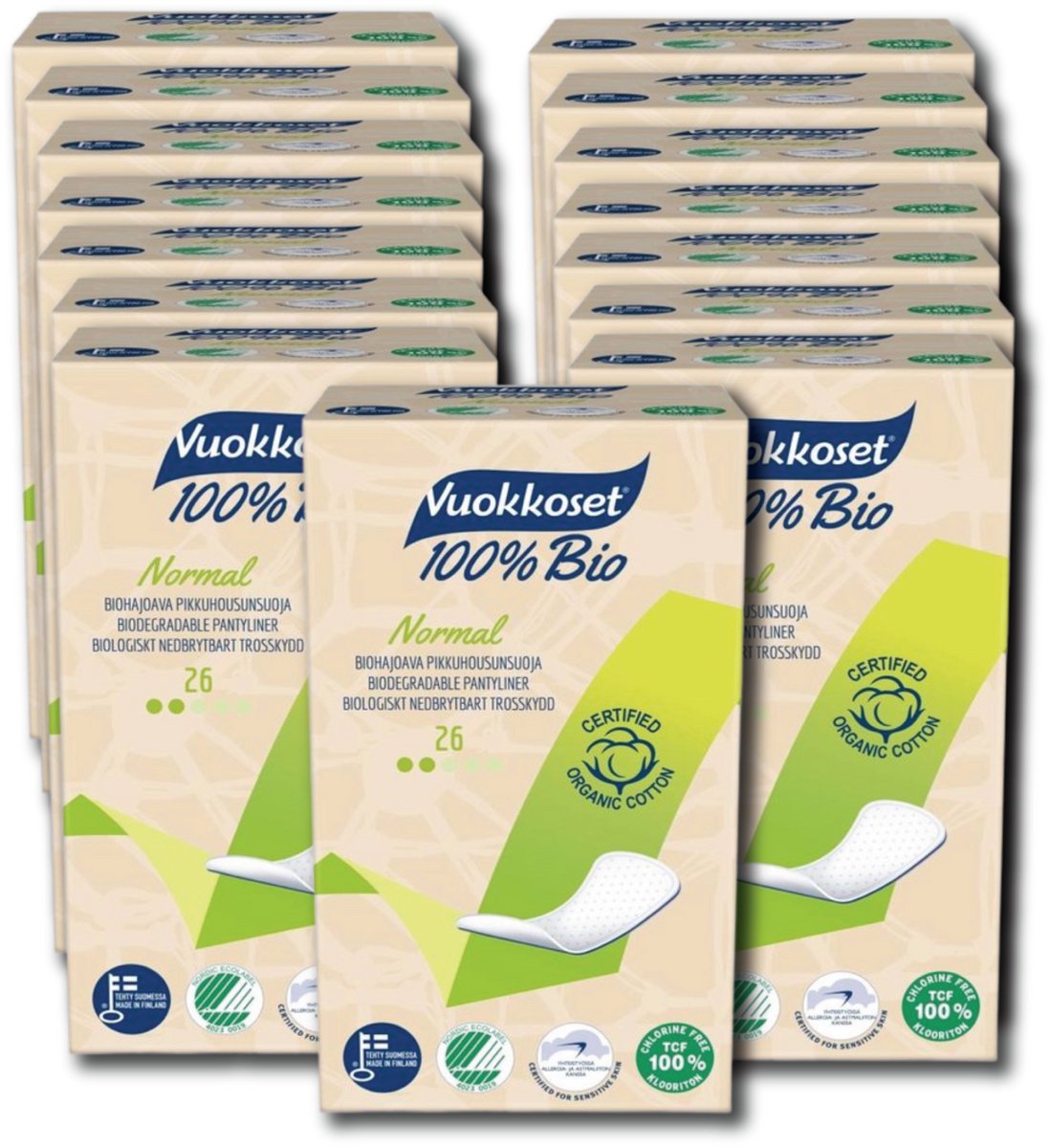 Vuokkoset Bio Inlegkruisjes - 100% Biologisch - Chloorvrij - Ultra Zacht - Vegan - Nordic Swan Eco Label