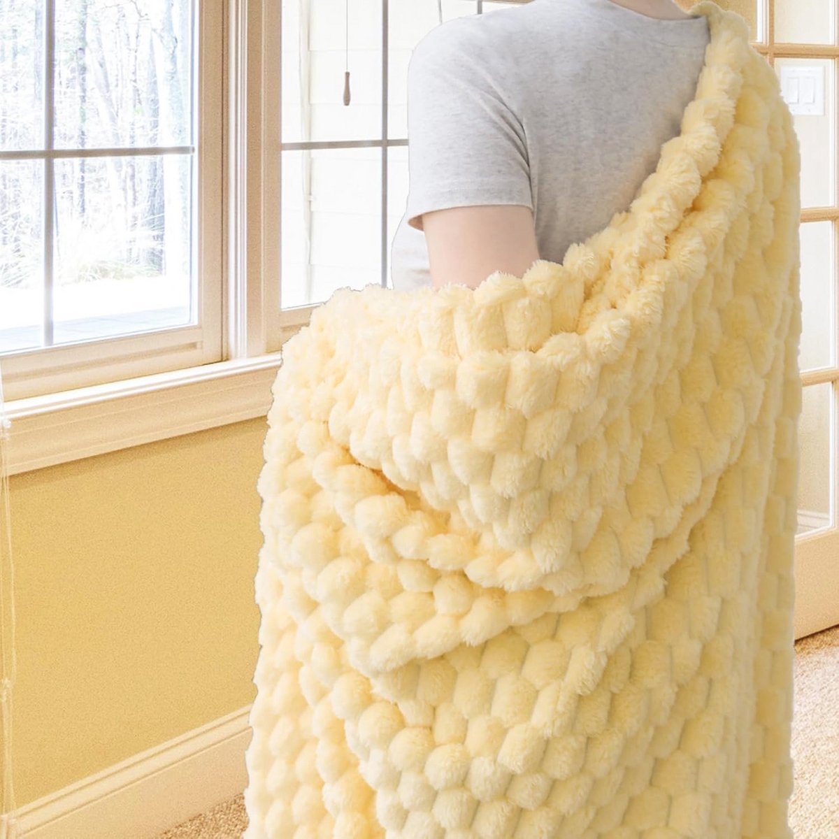 Flanellen fleece deken 3D jacquard bruin