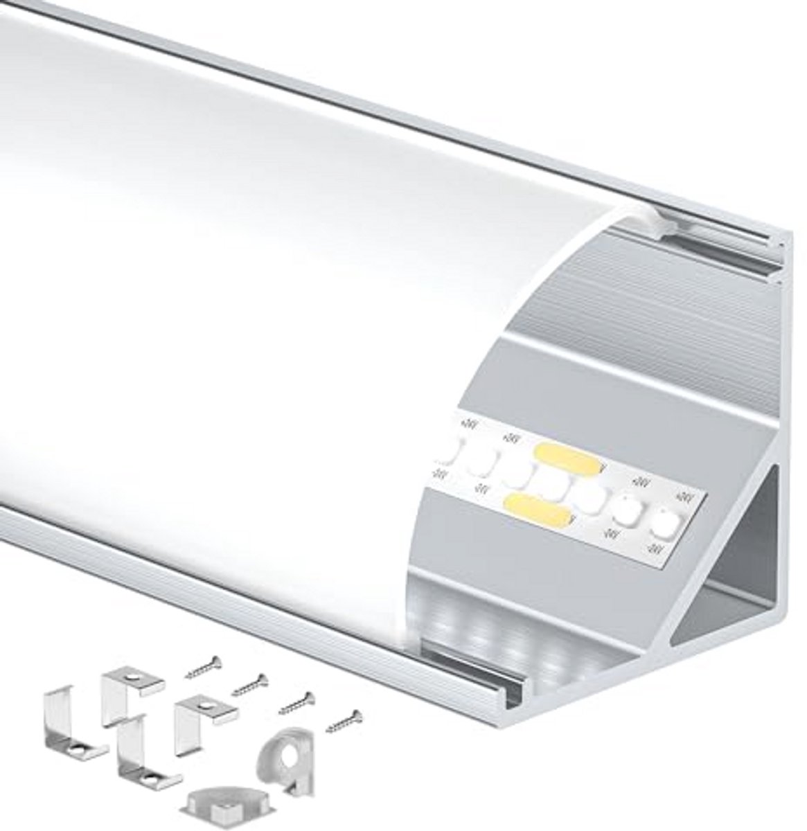 LED hoekprofiel 2 m – V-vormig geanodiseerd aluminium, geschikt voor ledstrips tot 10 mm, ideaal voor hoekverlichting