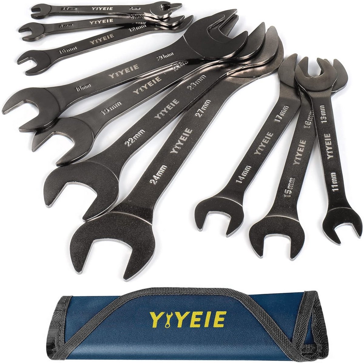 Superdunne Steeksleutelset 10-delig - Metrisch - Nikkelcoating - CR-V-Staal