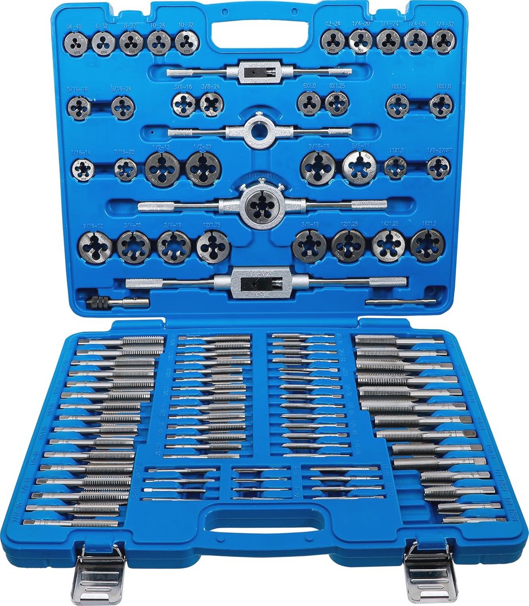 Draadsnijtapset Metrisch/Inch - 110-dlg Professioneel Gereedschap