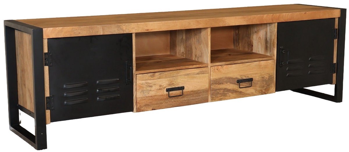 TV meubel industrieel mangohout Nova 200cm tv kast duurzaam mango massief hout tv-meubel