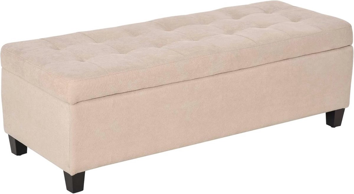 Opbergbank met Zachte Bekleding en Elegante Stijl voor Woonkamer en Slaapkamer - Beige, 125 x 49 x 41,5 cm