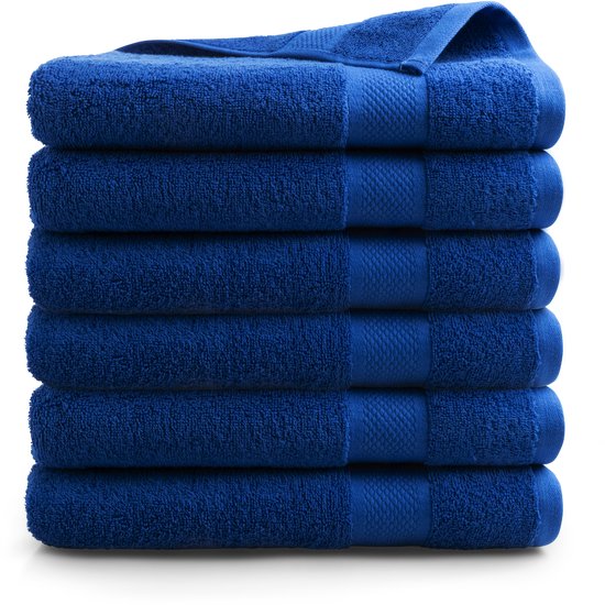 Handdoeken DoubleDry XL 70 x 140 cm - Lot de 6 - Qualité Hotel 500 g/ m2 - 6 x Blauw Classique