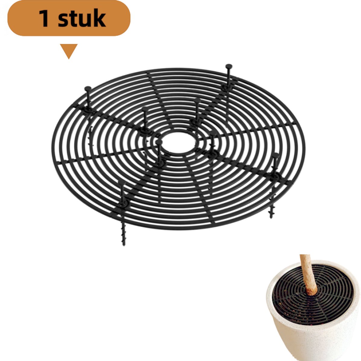 1 stuk - Beschermhoes voor bloempot - Voorkomt dat katten in de grond krabben - Voorkomt dat kinderen in de grond krabben en spelen - Isolatiemat - Trimbaar - Zwart - Middelgroot (geschikt voor potten met een diameter van 30 cm)
