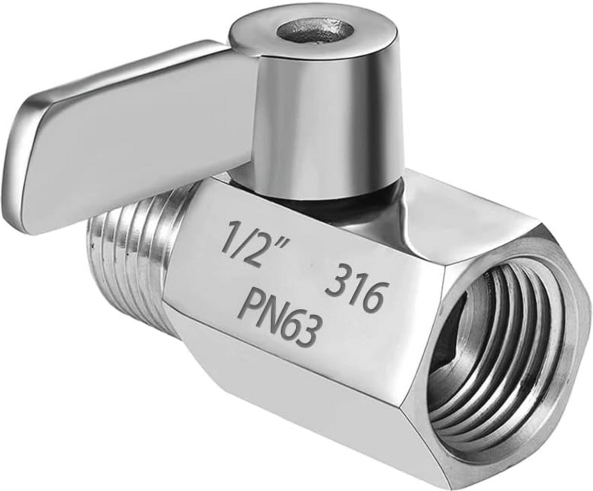 Douchekop afsluitventiel mini-kogelkraan 1/2 inch waterstroomregelklep