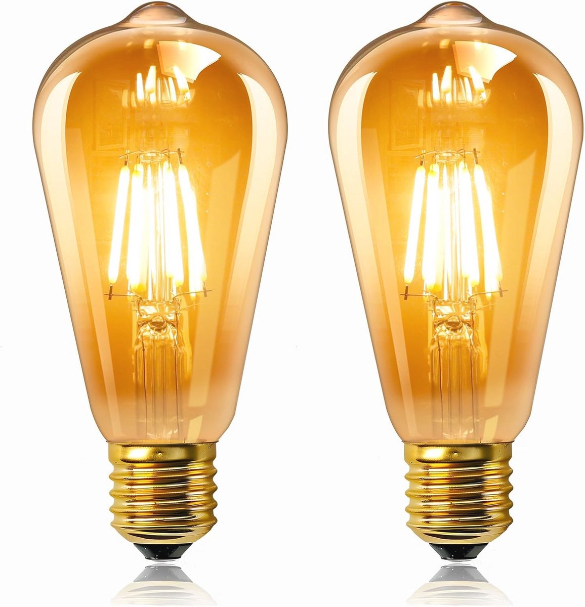 E27 LED 6W Vintage Gloeilamp - Warmwit 2200K - 2 Stuks - Energiebesparend - Nostalgische Decoratie voor Thuis, Café en Bar
