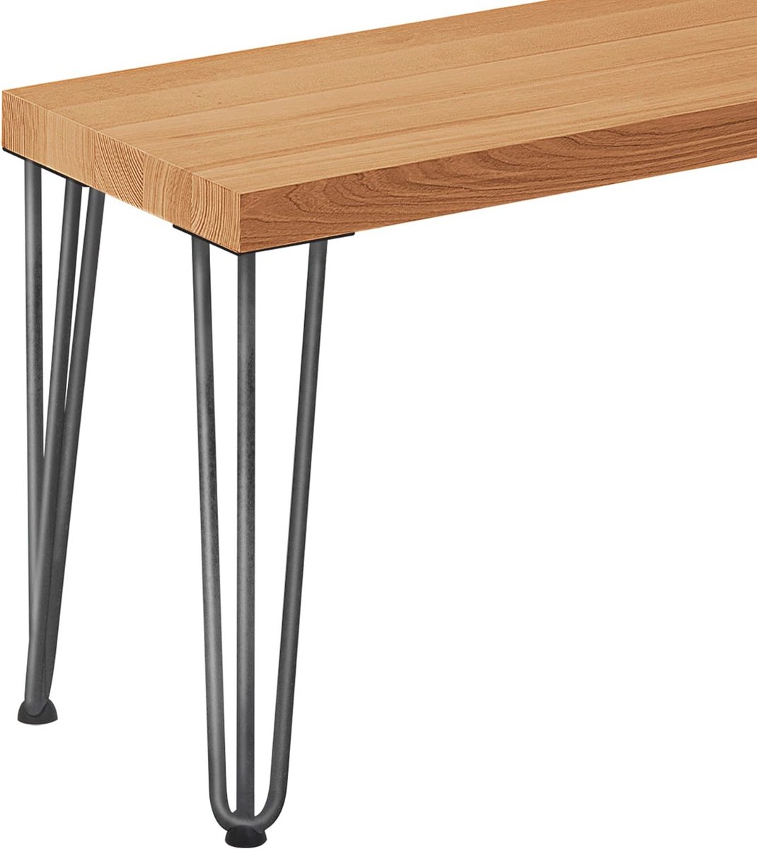 Eetkamerbank van massief hout 30x80x47 cm - Creatief ontwerp met ruw staal