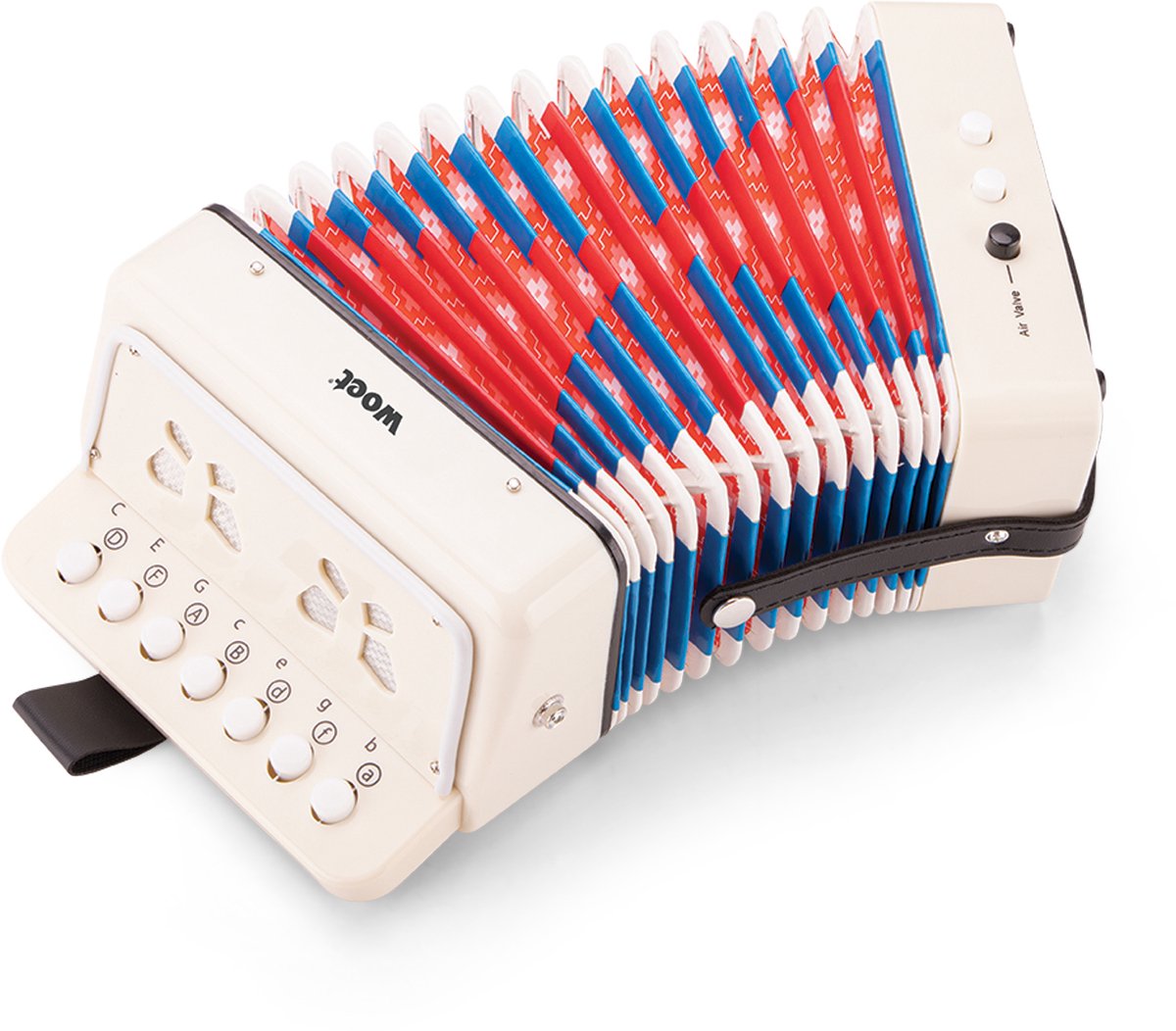Woet® Speelgoed Accordeon voor Kinderen - Speelgoedinstrument - Wit - Inclusief Muziekboekje met 8 Liedjes - Vanaf 3 jaar