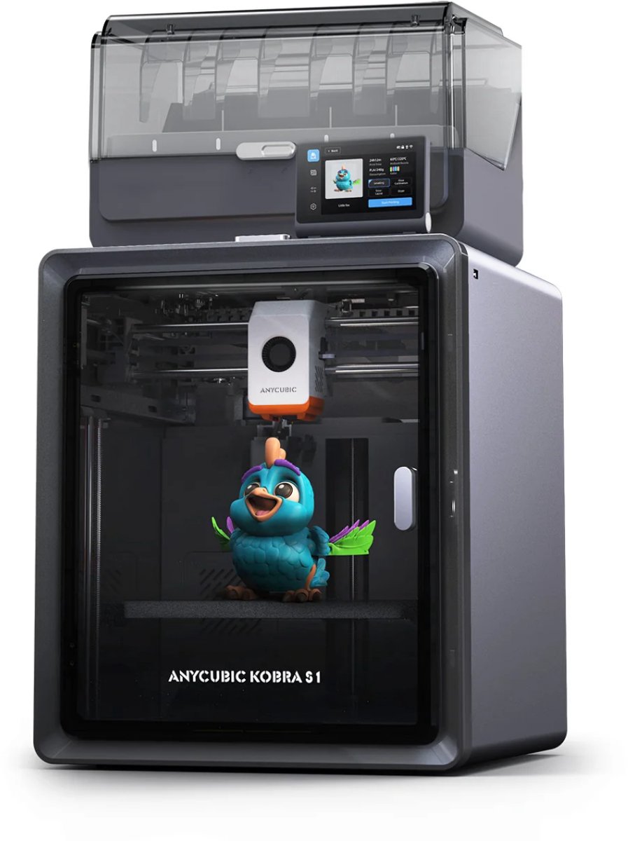 Anycubic Kobra S1 Combo 3D Printer – CoreXY Systeem – Automatische Bed Leveling – 600 mm/s Printsnelheid – Multi-Color Filament Systeem – PEI Flexibel Printbed – WiFi & App Bediening – Direct Printklaar — afbeelding 1