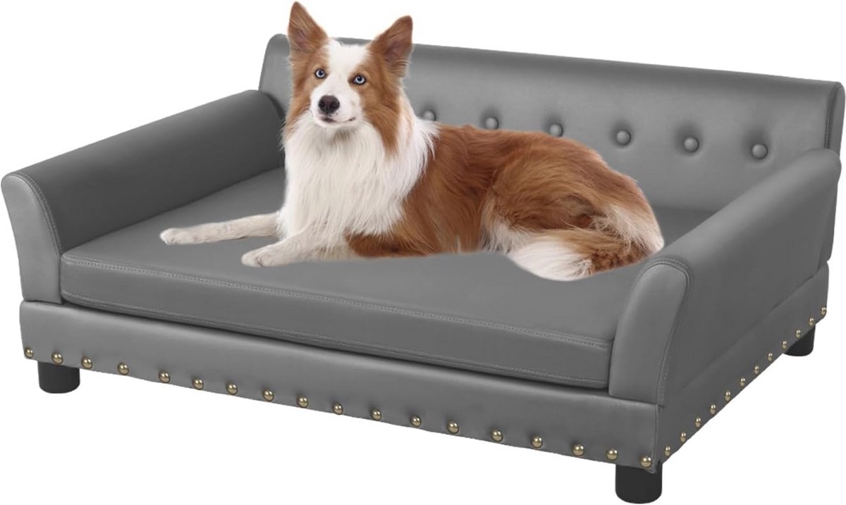 Luxe hondenbank voor grote honden - Ademend waterdicht leer - Orthopedisch hondenbed met rugleuning - Bruin 96x70x40cm