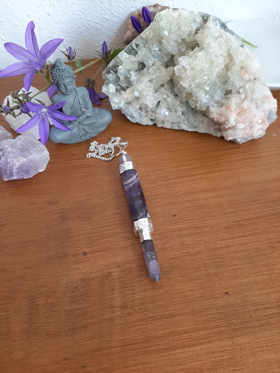 Amethist luxe pendel verzilverd