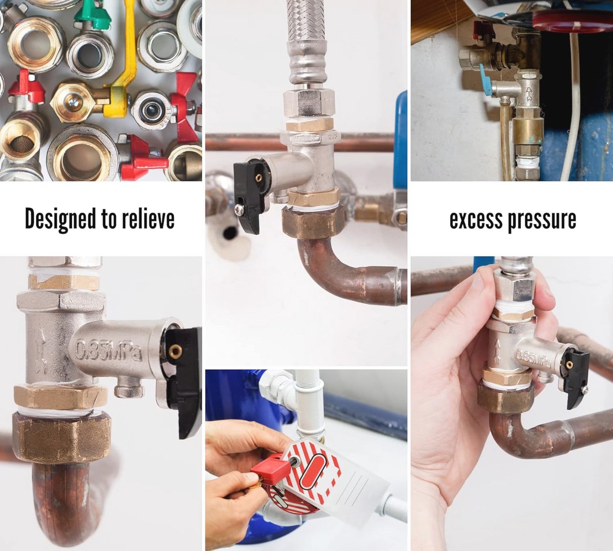 Thermo Veiligheidsventiel en Ontluchtingsventiel voor Radiatoren - 1/2" Buitendraad - Binnendraad met Hendel - Geschikt voor Elektrische Boilers en Verwarming