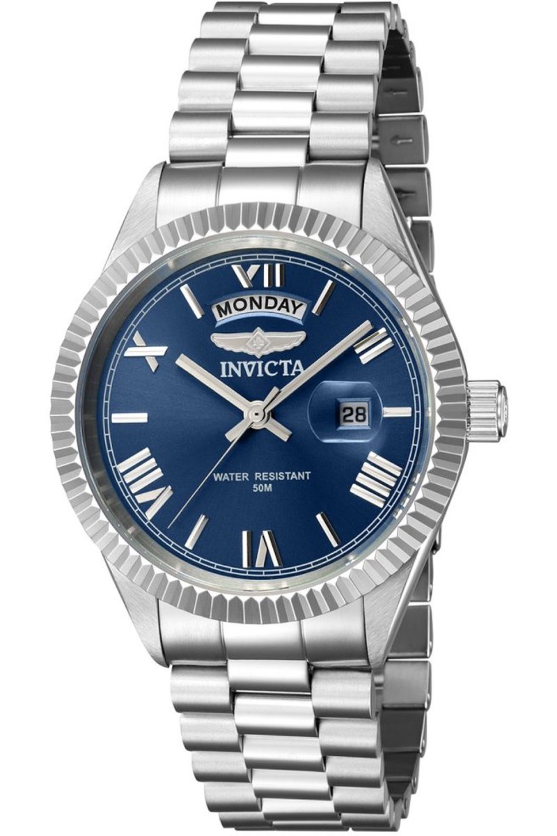 Invicta Specialty 43935 Heren Horloge - Waterdicht - Analoog - Quartz Uurwerk - Roestvrij Staal met blauwe Wijzerplaat - 40mm