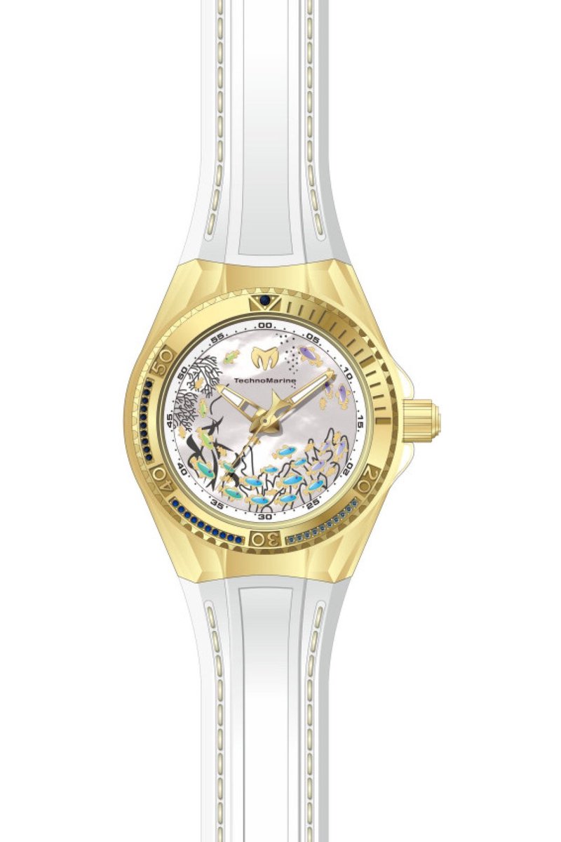 TechnoMarine Cruise TM-125009 Dames Horloge - Waterdicht - Analoog - Quartz Uurwerk - Roestvrij Staal met witte Wijzerplaat - 40mm