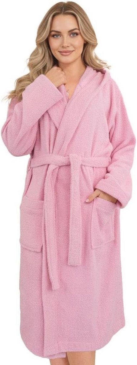 Luxe 100% Katoenen Dames Badjas met Capuchon en Riem - Comfortabele en Absorberende Gewaad voor Vrouwen