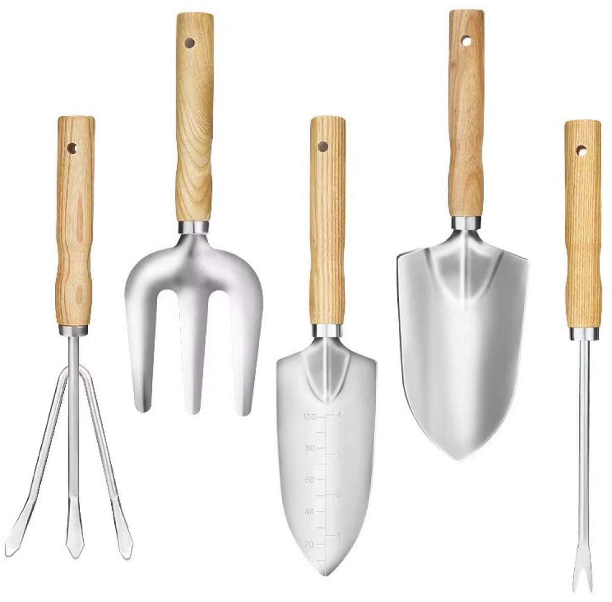 longziming -Tuingereedschap – Hoogwaardige 5-delige Set – Plantenschep – Tuinschep – Duurzaam Materiaal – Ergonomisch Handvat – Lichtgewicht – Ideaal voor Planten en Bloemen