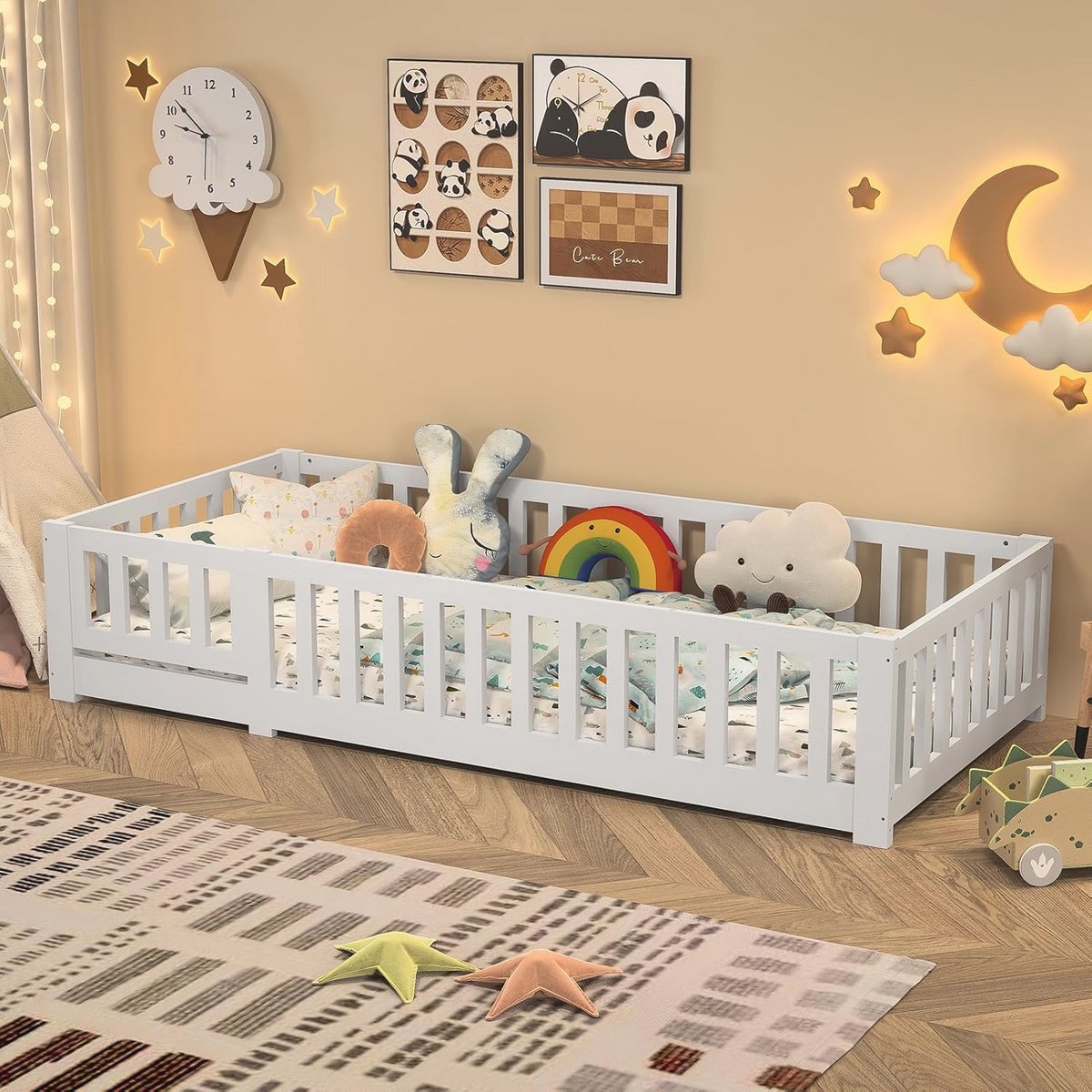 Montessori Kinderbed met Slatted Frame en Fallschutz 90 x 200 cm