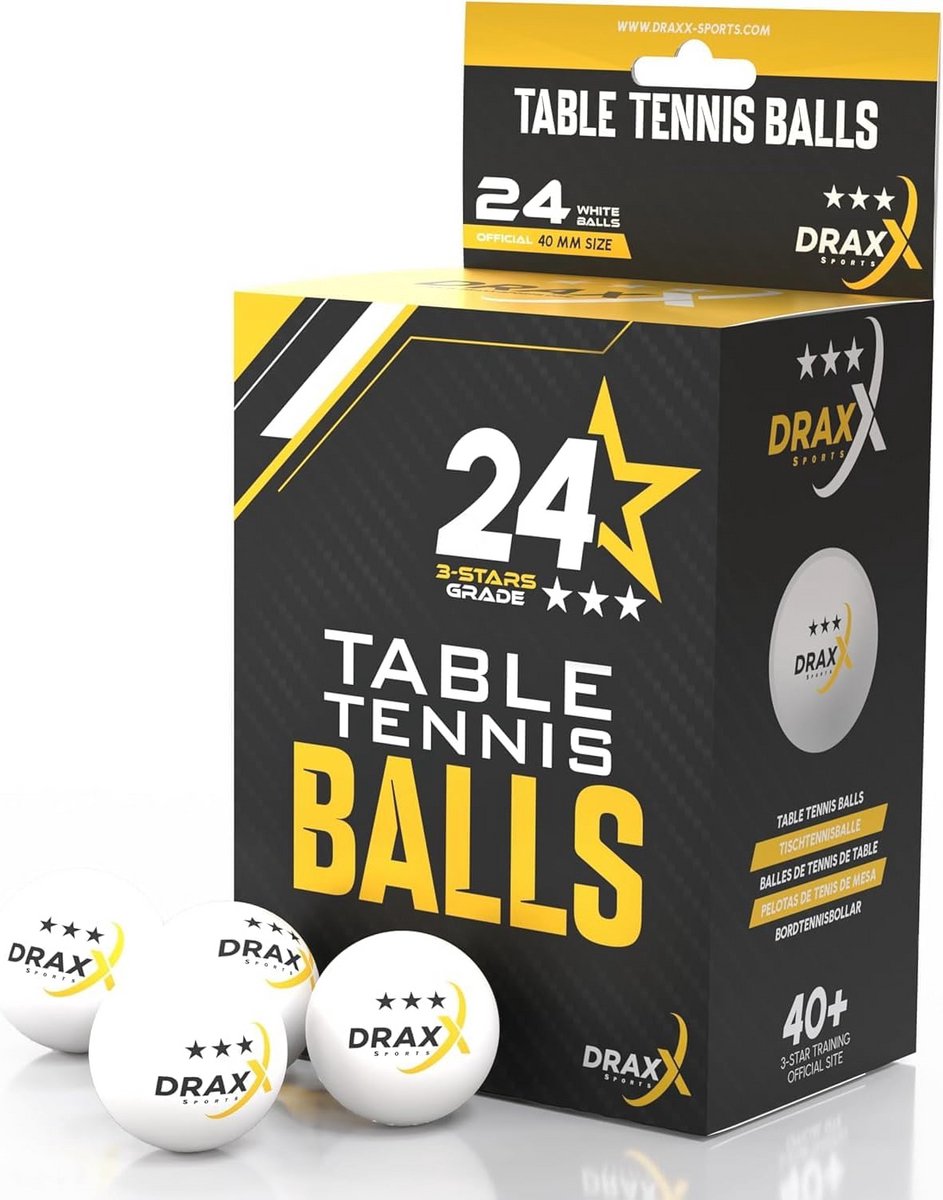 Pingpongballen 24 Pack - Grade 3 Sterren / Maat 40+ / ITTF-conform - Ideaal voor Vrije tijd, Training en Competitie - Uitstekende Bounce & Spin
