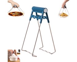 Anti-verbrandingsklem - Klem voor hete platen - Tang voor heteluchtfriteuse - Klem voor hete platen - Metalen komklem - Blauw - Anti-verbrandingsklem voor airfryer - Klem voor bakplaten van roestvrij staal met antisliphandgreep